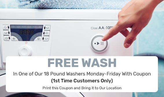 Free Wash, In One of Our 18 Pound Washers Monday-Friday With Coupon